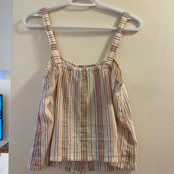 Madewell Multicolored Straight Neck Striped Linen Tank Top - Picture 6 of 6